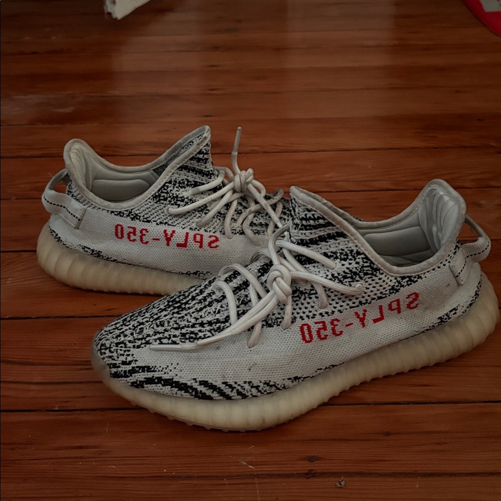 Adidas Yeezy Boost 350 V2 in Black and White with Red
